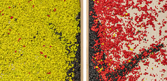 Tree Spirit | Colored wood shavings on wooden panel | 160 × 100 cm