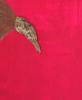 Kiwi | Gemälde in Mischtechnik auf Holzplatte,Kopf aus Wurzelholz  | H. 90 cm B. 110 cm