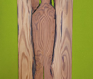 Ohne Titel | Bild aus Lärchenholz auf eingefärbter Holzplatte | H. 100 cm B. 600 cm